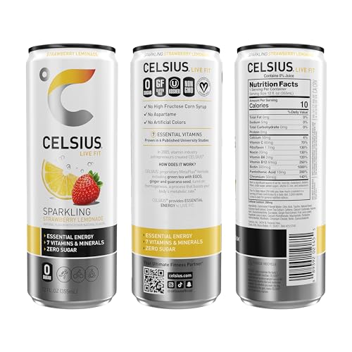 CELSIUS Sparkling Strawberry Lemonade, Functional Essential Energy Drink, 12 Fl Oz CELSIUSBuy Supplements Australia