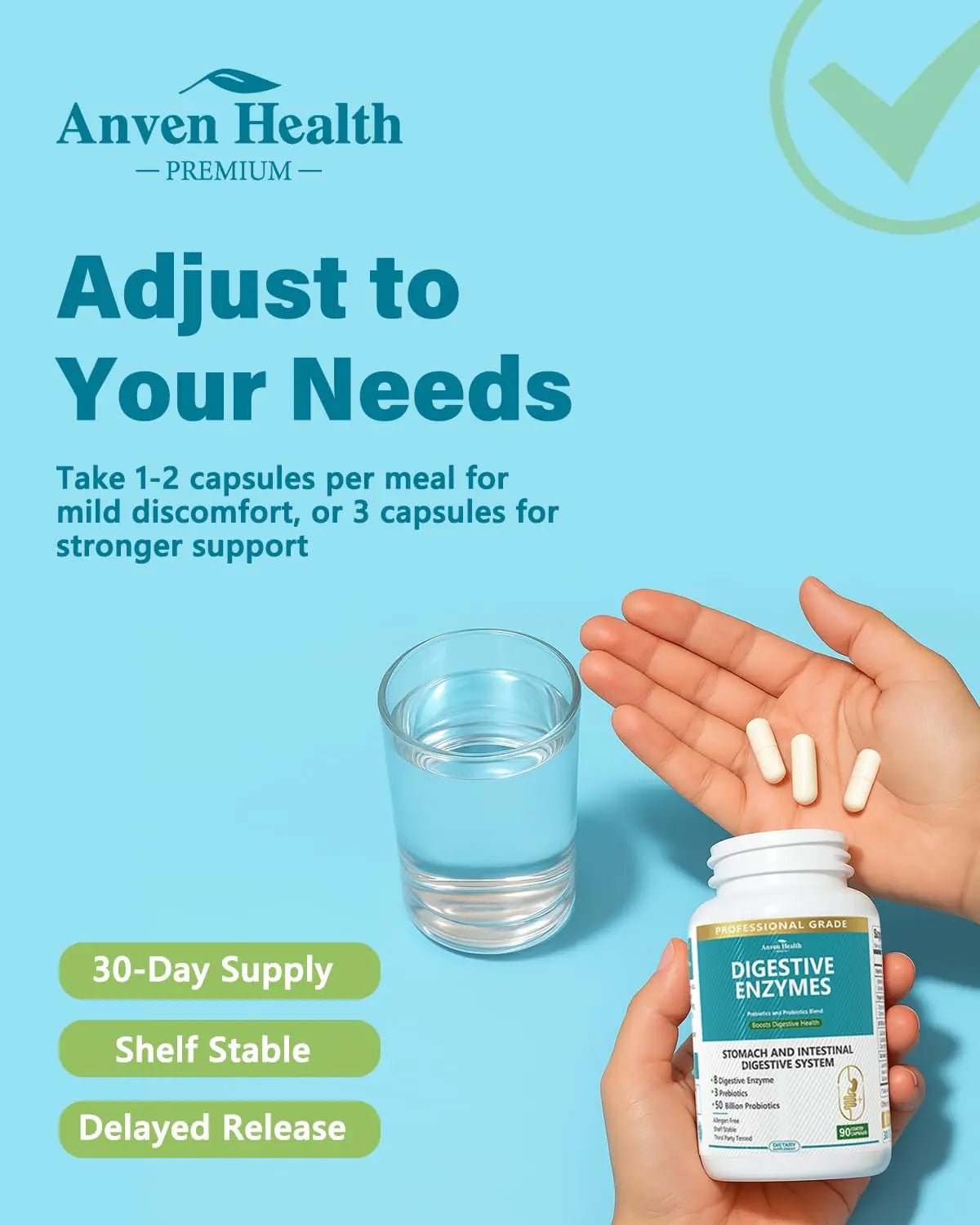 Anven Health 800mg Digestive Enzymes for Men and Women with Probiotics & Prebiotics, 8 Key Enzymes, Protease, Amylase & Lipase | 180 Capsules - A 60-Day Supply for Bloating & Gas Relief - Non-GMO Anven Health buy supplements Au