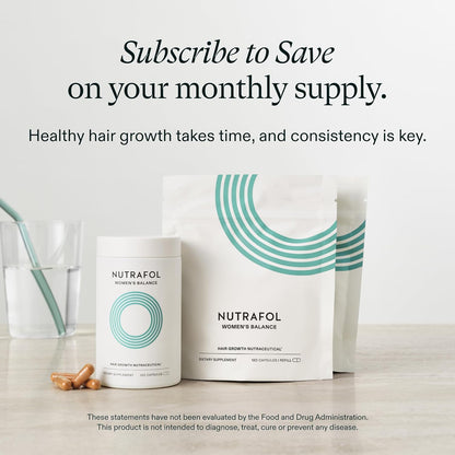 Nutrafol Women's Balance Hair Growth Supplements, Ages 45 and Up, Clinically Proven for Visibly Thicker Hair and Scalp Coverage in 3-6 Months, Dermatologist Recommended - 1 Month Supply Refill Pouch NutrafolBuy Supplements Australia