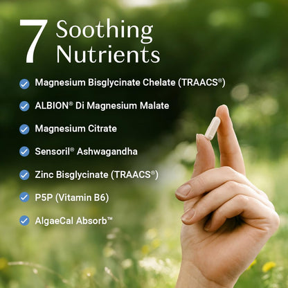 AlgaeCal Magnesium Relax™ - Chelated Magnesium with Ashwagandha for Sleep & Occasional Anxiety - Glycinate, Malate, Citrate - Sleep, Mood, & Cortisol Support (60 Caps - 1 Month Supply) ALGAECALBuy Supplements Australia