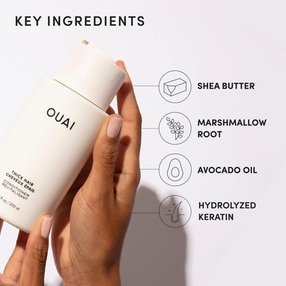 OUAI Thick Hair Conditioner Travel Size - Moisturizing Conditioner for Dry, Frizzy Hair - Keratin, Marshmallow Root, Shea Butter and Avocado Oil - Paraben, Phthalate and Sulfate Free (3 Oz) OUAIBuy Supplements Australia