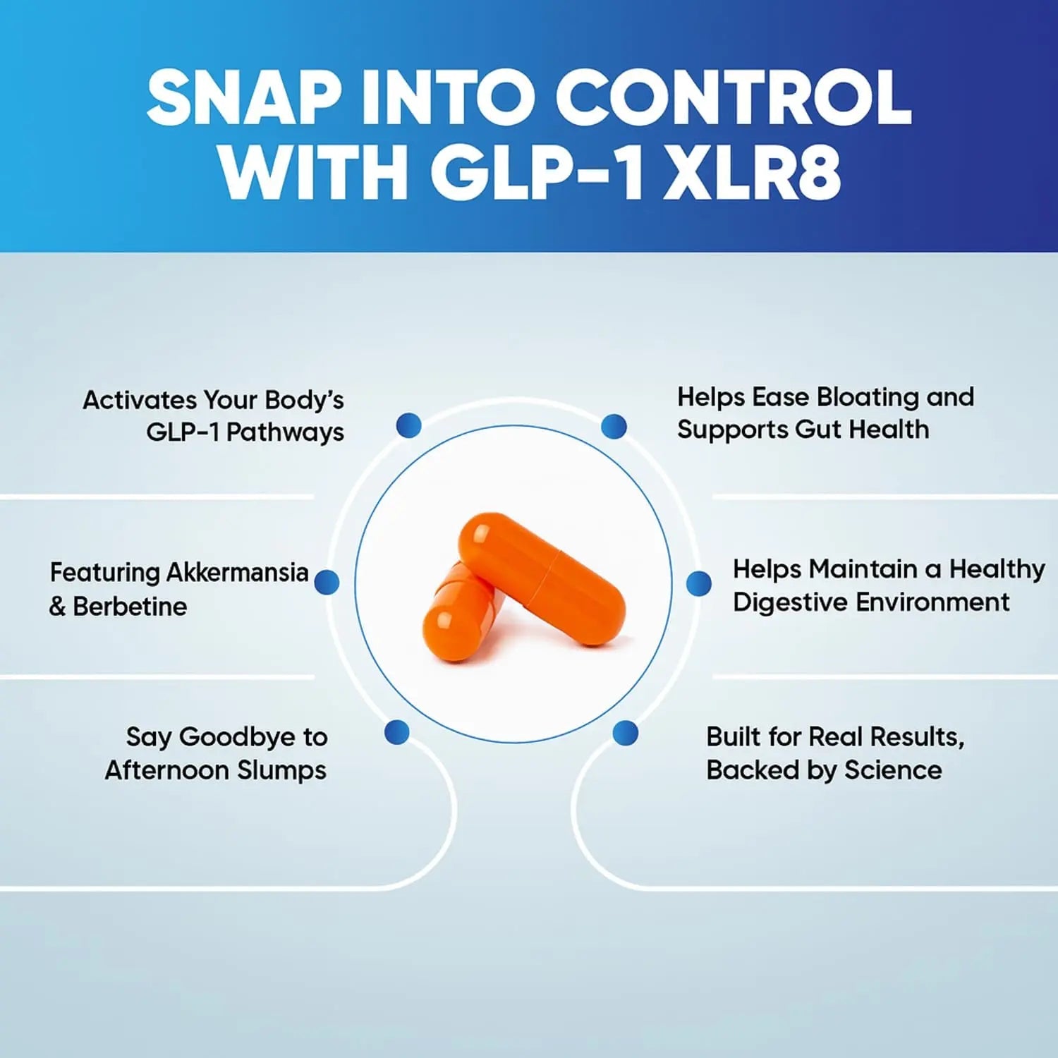 GLP-1 XLR8 Supplement for Weight Loss, Digestion, Constipation, Bloating Relief with Akkermansia 2.6 Billion AFU Live Prebiotic Probiotic Postbiotic Gut Health + Berberine for Women Men 360 Capsules Snappy ScriptsBuy Supplements Australia