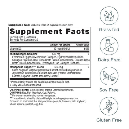 Ancient Nutrition Menopause Support + Collagen Supplement, Hydrolyzed Collagen Peptides, Key Clinically Validated Superfoods, Significant Improvement in Hot Flashes and Sleep Quality, 60 Capsules Ancient NutritionBuy Supplements Australia