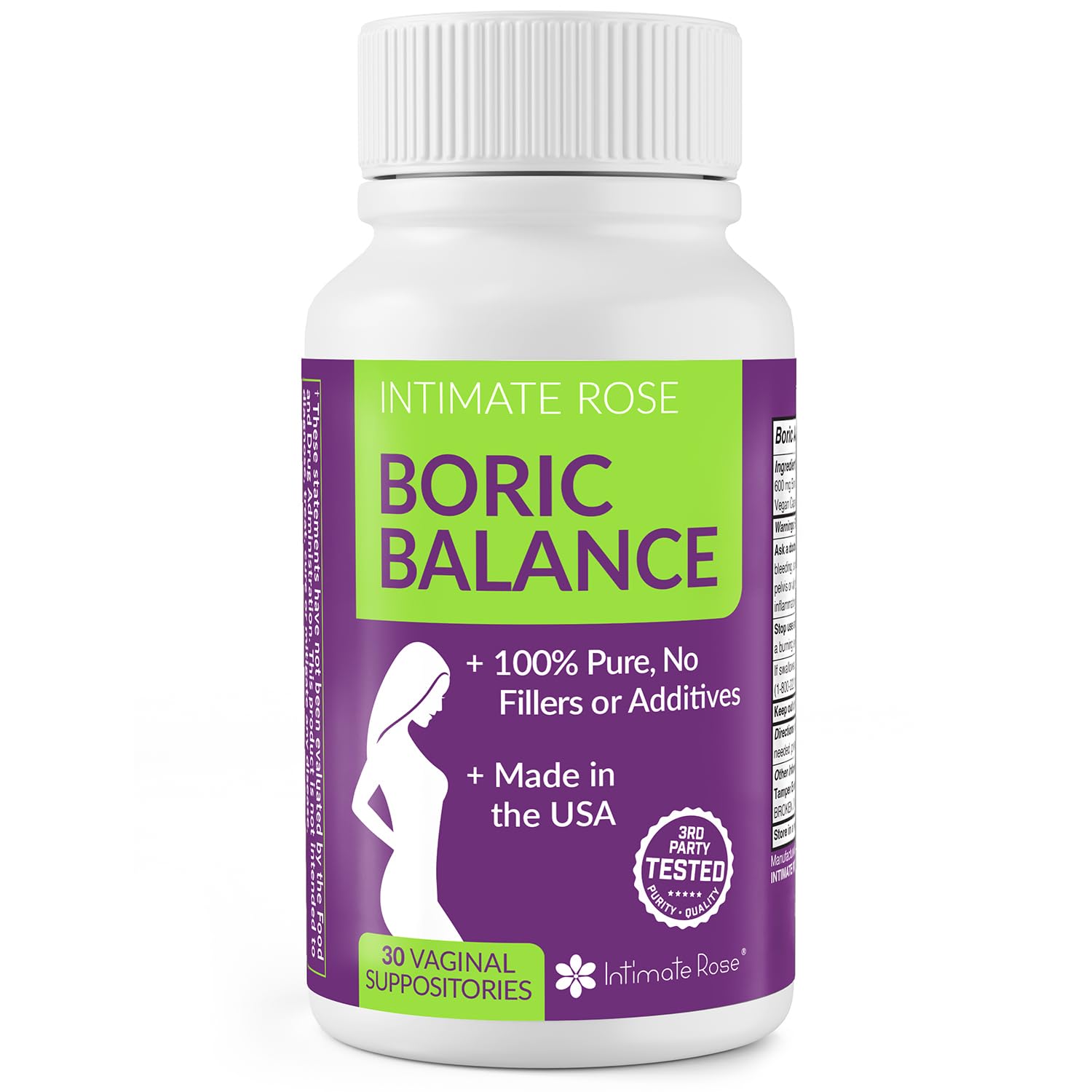 Intimate Rose Boric Acid Vaginal Suppositories, 30 Count for Feminine Deodorizing & Freshness - Vegan Capsules Intimate RoseBuy Supplements Australia