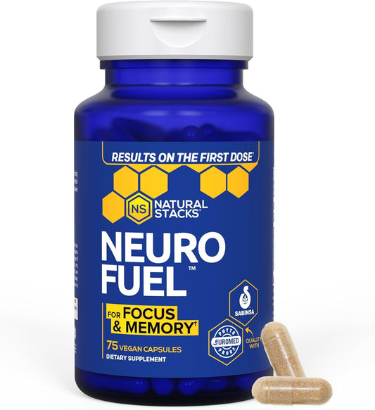 NATURAL STACKS Original NeuroFuel Nootropic Brain Support Supplement - 750mg L-Carnitine & 500mg L-Phenylalanine - Brain Supplement for Memory and Focus* - 75 Focus Pills NATURAL STACKSBuy Supplements Australia