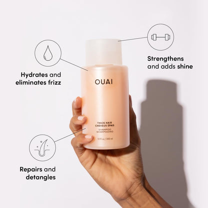 OUAI Thick Hair Shampoo and Conditioner Set - Sulfate Free Shampoo and Conditioner for Thick Hair Care - Moisturizes, Strengthens & Fights Frizz - Made with Keratin & Shea Butter (10 Fl Oz) OUAIBuy Supplements Australia