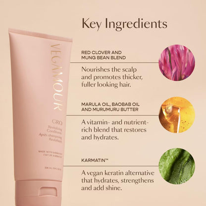 VEGAMOUR GRO Revitalizing Conditioner | Smooths, Strengthens and Adds Shine to Thinning Hair | Clean, Vegan, Cruelty-Free, Clinically Proven and Color Safe (8 Fl Oz) VEGAMOURBuy Supplements Australia
