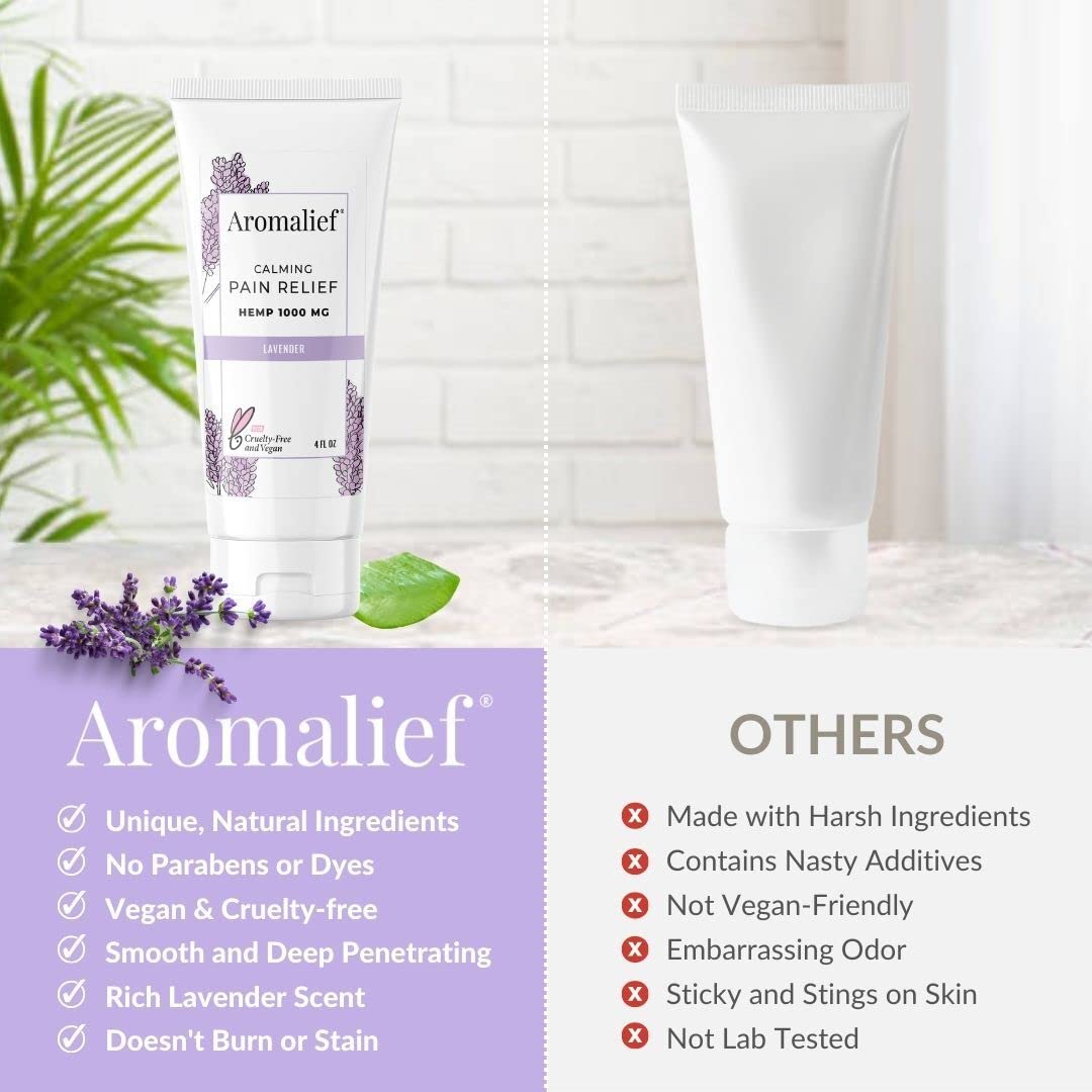 Hemp Cream with Lavender Aromatherapy - 1000MG Made in USA - Muscle & Joint Relief - Menthol, Glucosamine, Chondroitin MSM - Vegan AromaliefBuy Supplements Australia