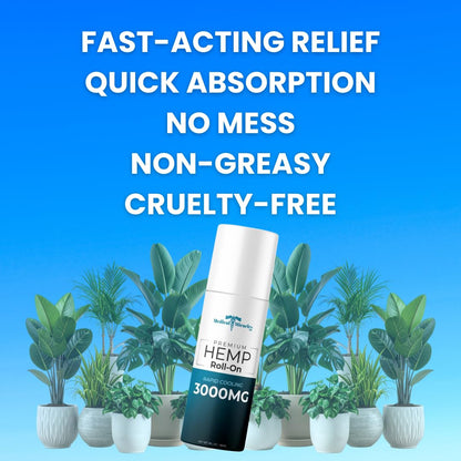 Medical Miracles New Hemp Oil Roll On - Ideal for Muscles, Hips, Joints, Neck, Back, Elbows, Fingers, Hands, and Knees (3000mg Roll-On) Medical MiraclesBuy Supplements Australia