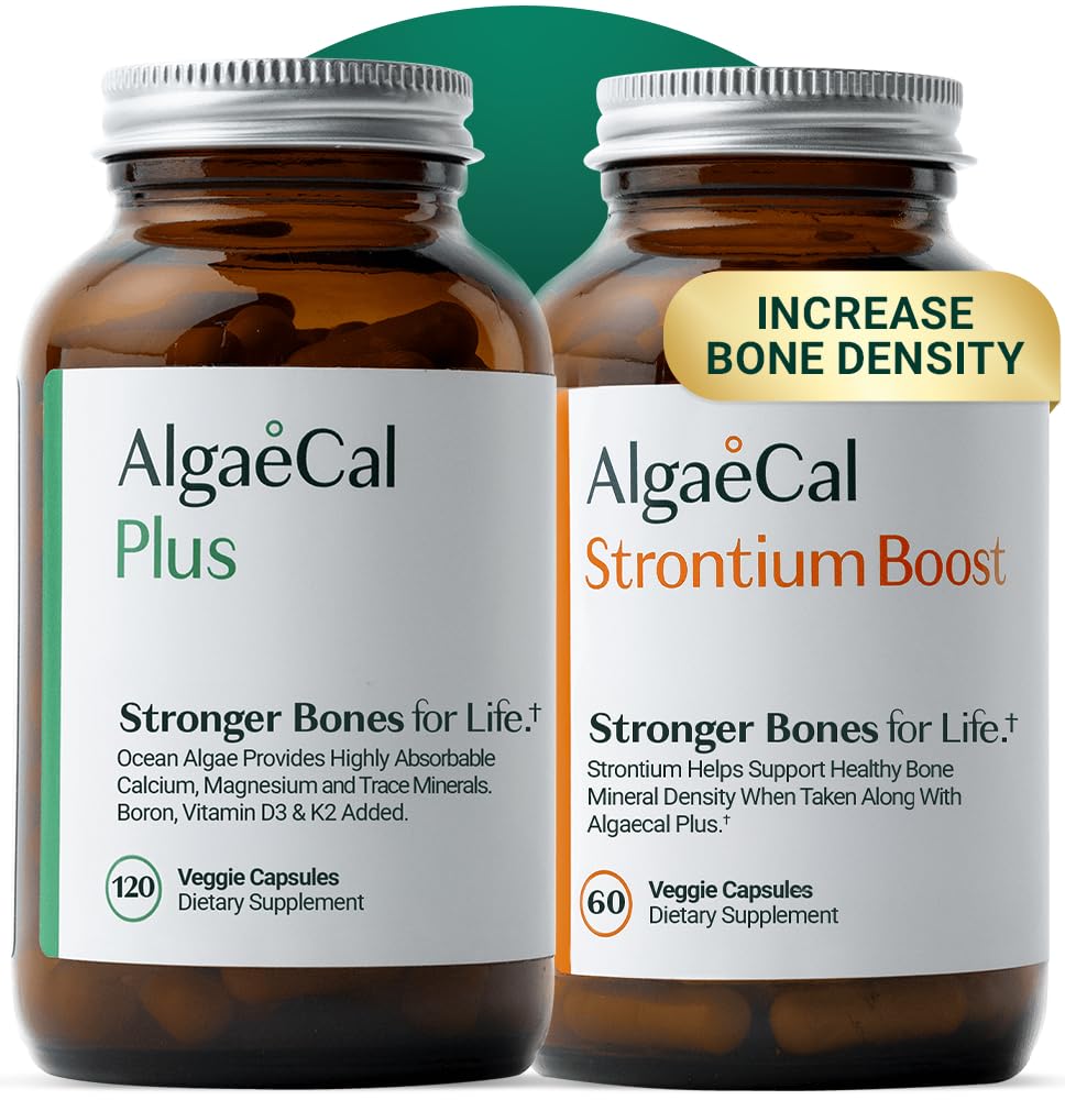 AlgaeCal - Bone Builder Pack for Bone Density Increase, Clinically Supported Plant Based Calcium Supplement & Strontium, Vitamins K2 (100mg), D3 (1600 IU), Magnesium & 16 Essential nutrients ALGAECALBuy Supplements Australia