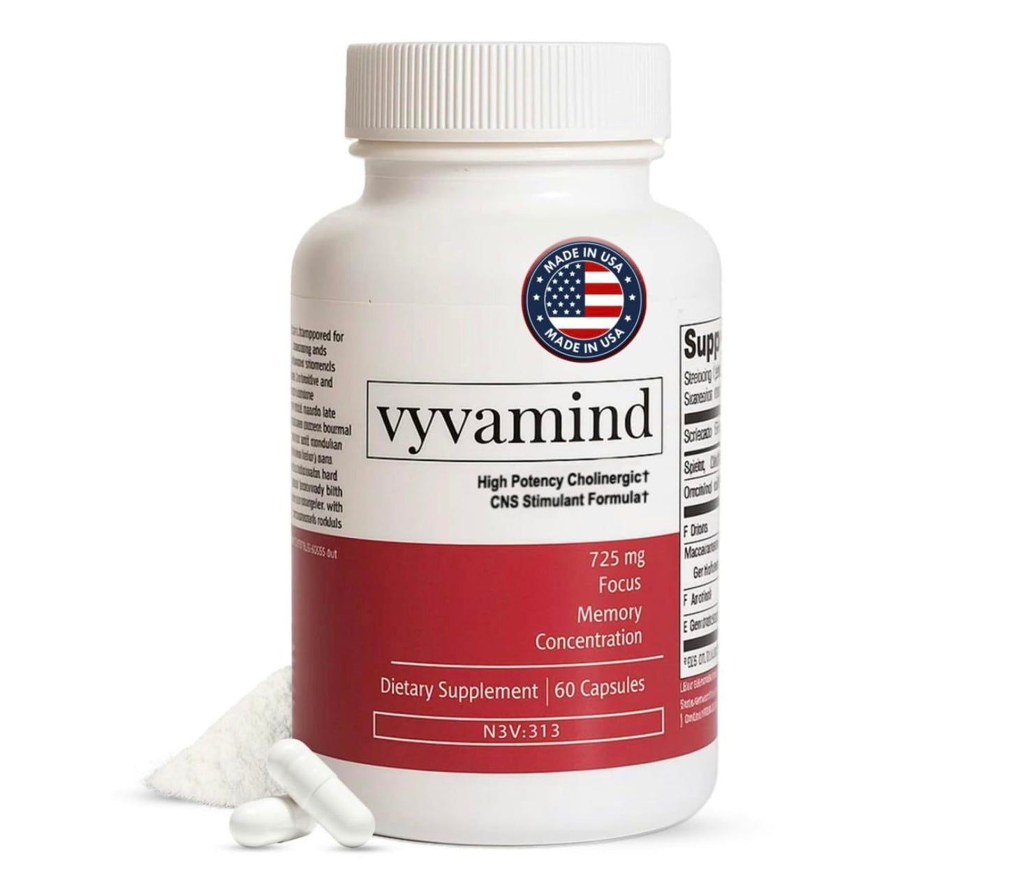 vyvamind Neurostimulant + Focus Aid Nootropic for Enhanced Concentration & Mental Clarity, Brain Support with Caffeine L-Theanine, Fast-Acting Cognitive Boost, 60 Capsules vyvamind Neurostimulant + Focus AidBuy Supplements Australia