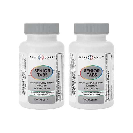 GeriCare Senior Tab 50+ Multivitamin and Minerals Tablets - Immune Support - Age-Defying Nutrition, 100 Count (Pack of 2) GeriCare