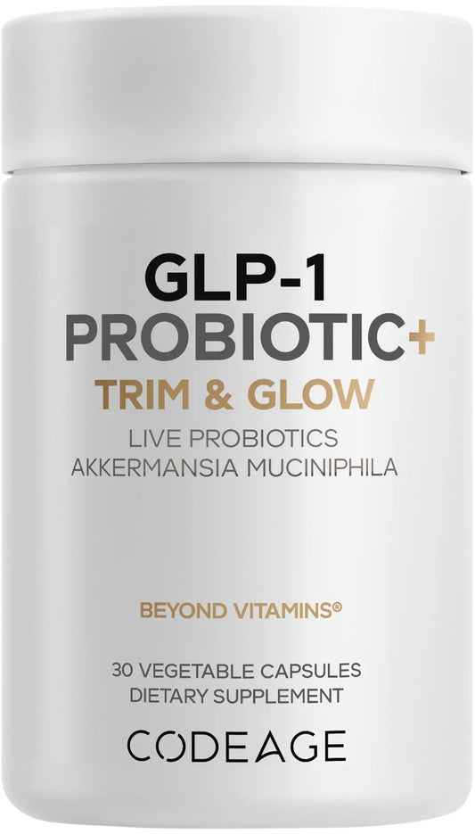 Codeage GLP-1 Probiotic+ - Live Probiotics Akkermansia, Clostridium, Bifidobacterium, Chicory Inulin Probiotic, Prebiotics & Postbiotics Supplement - 500 Million AFU - 30 Capsules CodeageBuy Supplements Australia