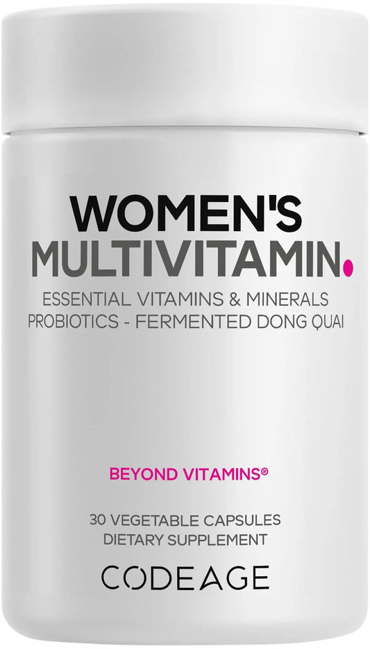 Codeage Women’s Multivitamin - Vitamins A, C, D3, E, B6, B12, Folate, Calcium, Magnesium, Iron, Dong Quai, Probiotics - 1 Capsule Per Serving Codeage