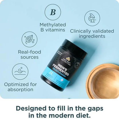 Ancient Nutrition Multivitamin for Men, Men's Fermented Multivitamin with Vitamin A, C, D, E, K, Zinc & Magnesium, Immune Support Ancient Nutrition