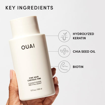 OUAI Fine Hair Conditioner Travel Size - Volumizing Conditioner for Fine Hair with Keratin, Biotin & Chia Seed Oil - Adds Softness, Bounce & Volume - Free from Parabens, Sulfates & Phthalates (3 Oz) OUAIBuy Supplements Australia