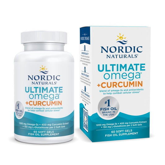 Nordic Naturals Omega Curcumin, Lemon - 60 Soft Gels - 1200 mg Omega-3 + 400 mg Optimized Curcumin - Combats Cellular Stress - Non-GMO - 30 Servings Nordic NaturalsBuy Supplements Australia
