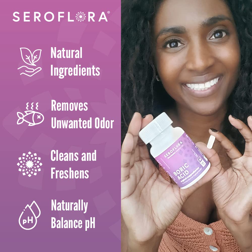 Seroflora Boric Acid 600mg Feminine Capsules, Feminine pH Support, Intimate Freshness for Women, Fast-Dissolving Capsules (60 Count) SerofloraBuy Supplements Australia