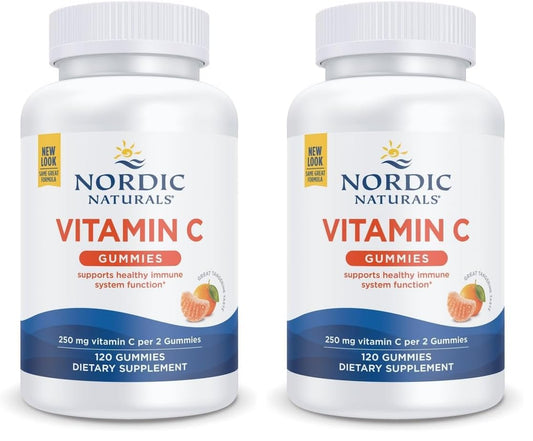 Nordic Naturals Vitamin C Gummies, Tart Tangerine - 120 Gummies - 250 mg Vitamin C - Immune Support, Antioxidant Protection, Child Growth & Development - Non-GMO, Vegan - 60 Servings (Pack of 2) Nordic NaturalsBuy Supplements Australia