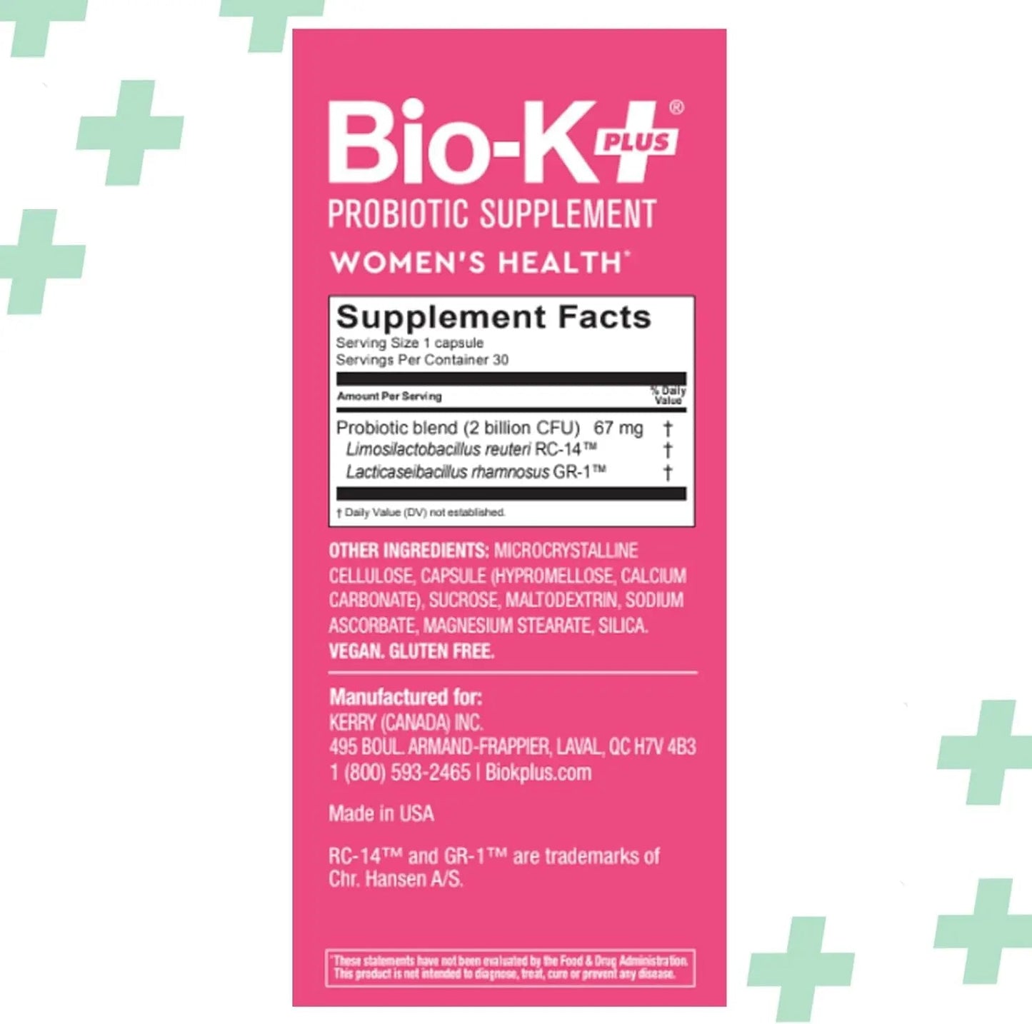 Bio-K+ Probiotic for Women support for Vaginal & Urinary Tract Health, Probiotic Supplement with 2 Billion CFU 2 Strains, Vegan, Shelf-Stable – 30 Capsules Bio-K PlusBuy Supplements Australia