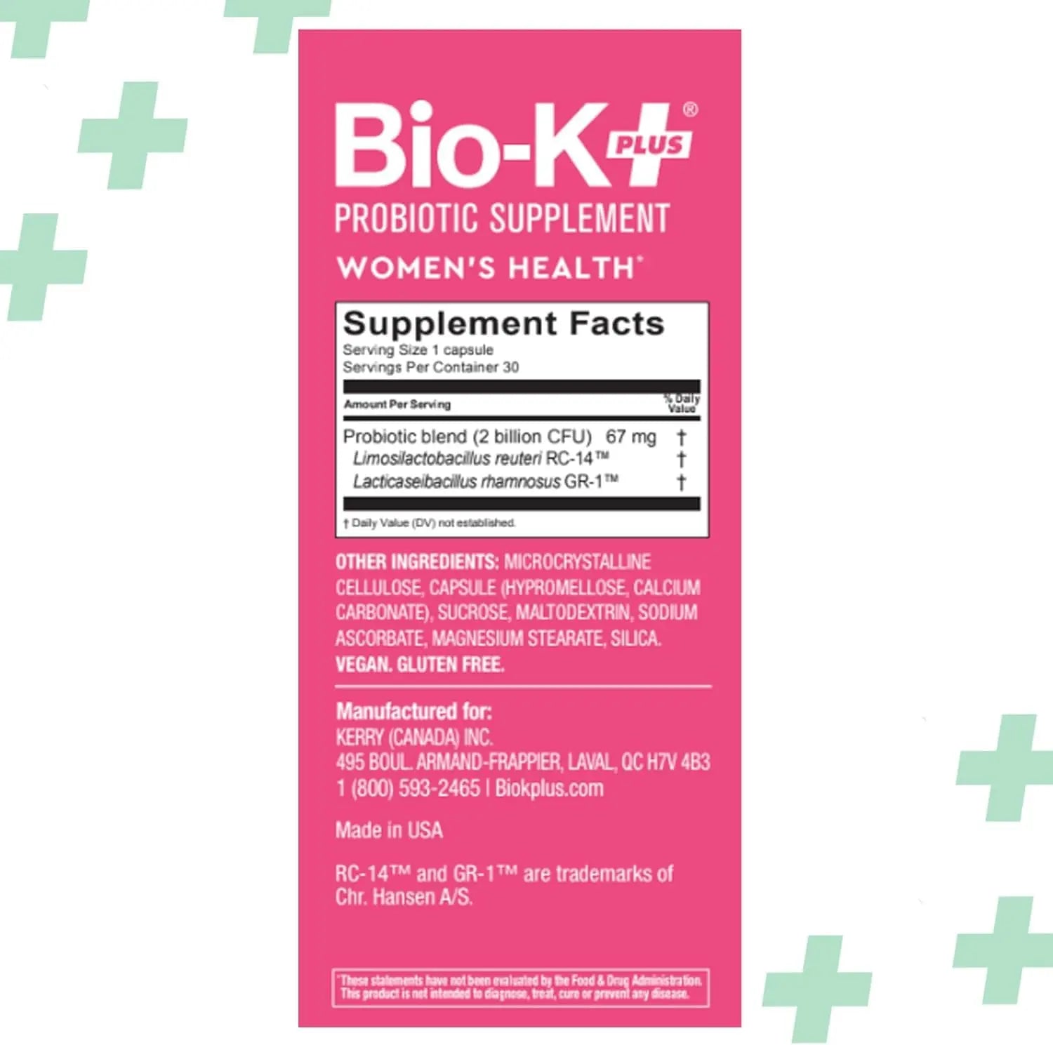 Bio-K+ Probiotic for Women support for Vaginal & Urinary Tract Health, Probiotic Supplement with 2 Billion CFU 2 Strains, Vegan, Shelf-Stable – 30 Capsules Bio-K PlusBuy Supplements Australia