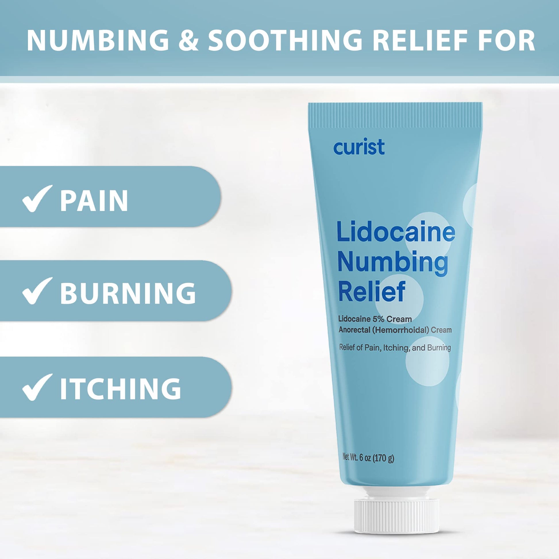 Curist 5% Lidocaine Numbing Cream - 6 oz (170 g) XL Tube - Soothing Numbing Cream for Temporary Discomfort, Itching, and Burning from Hemorrhoids Lidocaine 5% (1 Pack - 6 oz Tube) Curist buy supplements Au