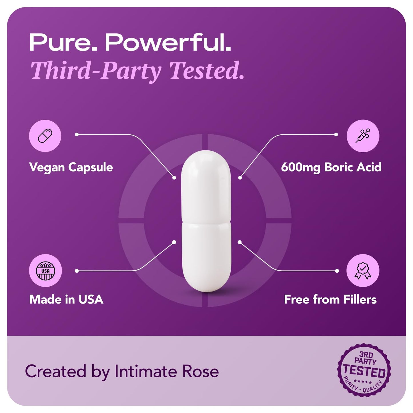 Intimate Rose Boric Acid Vaginal Suppositories, 14 Count for Feminine Deodorizing & Freshness - Vegan Capsules Intimate RoseBuy Supplements Australia