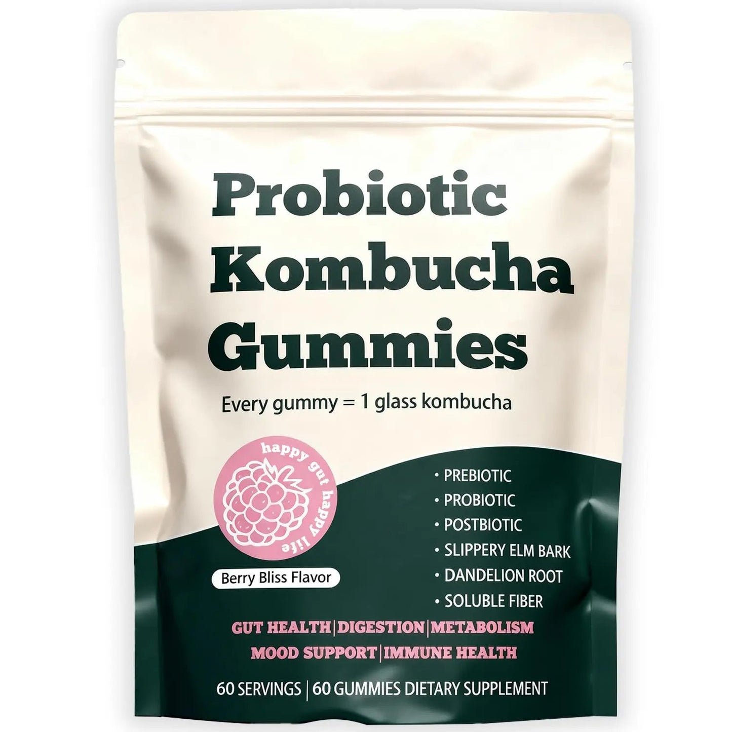 Glo Vous Probiotic Kombucha Gummies – 60 Gummies, with Prebiotics, Postbiotics & Fiber,Includes Slippery Elm, Dandelion Root & MCT Oil,Supports Digestive Health, Bloating Relief & Gut Support Glo VousBuy Supplements Australia