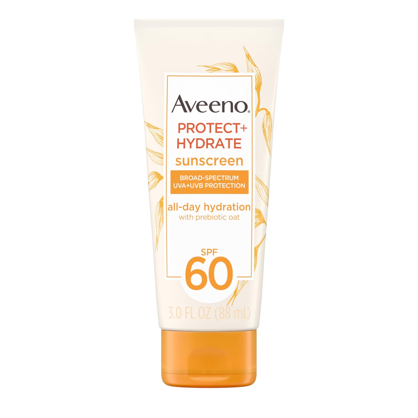 Aveeno Protect + Hydrate Moisturizing Body Sunscreen Lotion with Broad Spectrum SPF 60 & Prebiotic Oat, Weightless & Refreshing Feel