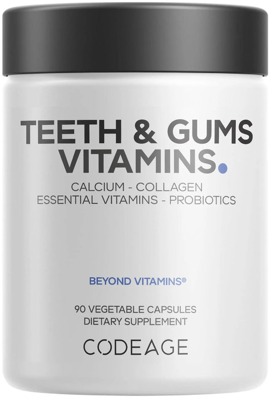 Codeage Teeth & Gums Vitamins + Oral Probiotics Supplement for Mouth - Whole Food Calcium, Collagen, Potassium, Vitamin C, D3, K2, Zinc CodeageBuy Supplements Australia