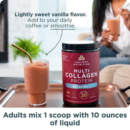 Ancient Nutrition Organic Supergreens Powder, Mango, 25 Servings + Multi Collagen Protein Powder, Vanilla, 60 Servings Ancient Nutrition buy supplements Au