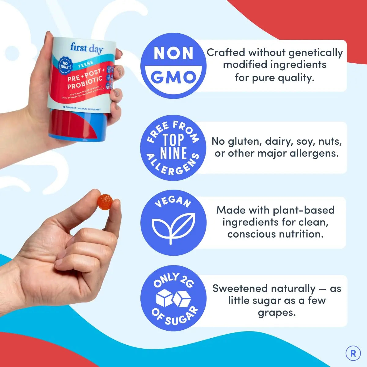 FIRST DAY Teens’ Gut Sustainer Tribiotic Gummies – 3-in-1 Prebiotic, Probiotic & Postbiotic Supplement – Supports Digestive, Skin, Oral & Immune Health, Nutrient Absorption & Growth – 60-Day Supply FIRST DAYBuy Supplements Australia