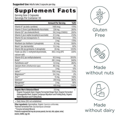 Ancient Nutrition Multivitamin for Men, Men's Fermented Multivitamin with Vitamin A, C, D, E, K, Zinc & Magnesium, Immune Support Ancient Nutrition