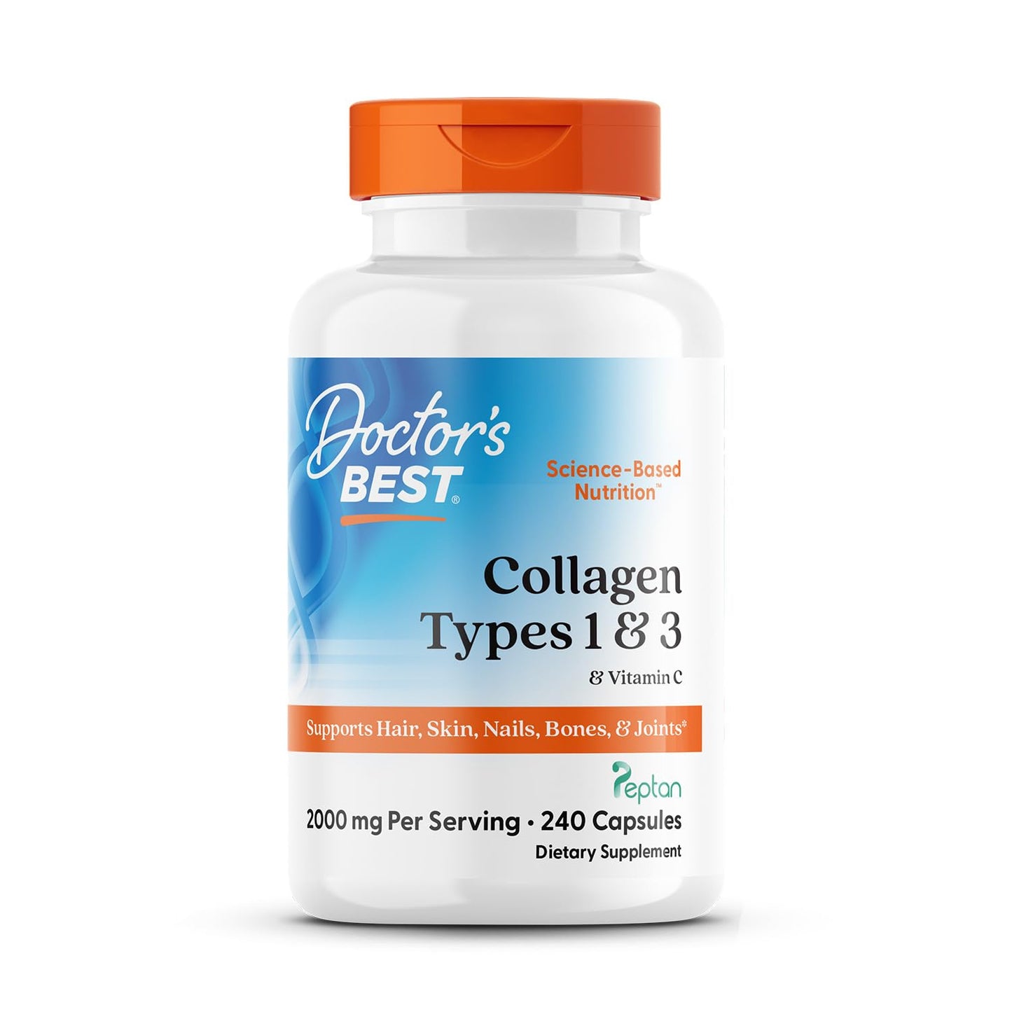 Doctor's Best Collagen Types 1 & 3 with Vitamin C, Non-GMO, Gluten Free, Soy Free, Supports Hair, Skin, Nails, Tendons & Bones, 500 mg, 240 Caps (DRB-00263) Doctor's BESTBuy Supplements Australia