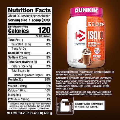 Dymatize ISO100 Hydrolyzed Protein Powder in Dunkin' Mocha Latte Flavor, 100% Whey DymatizeBuy Supplements Australia