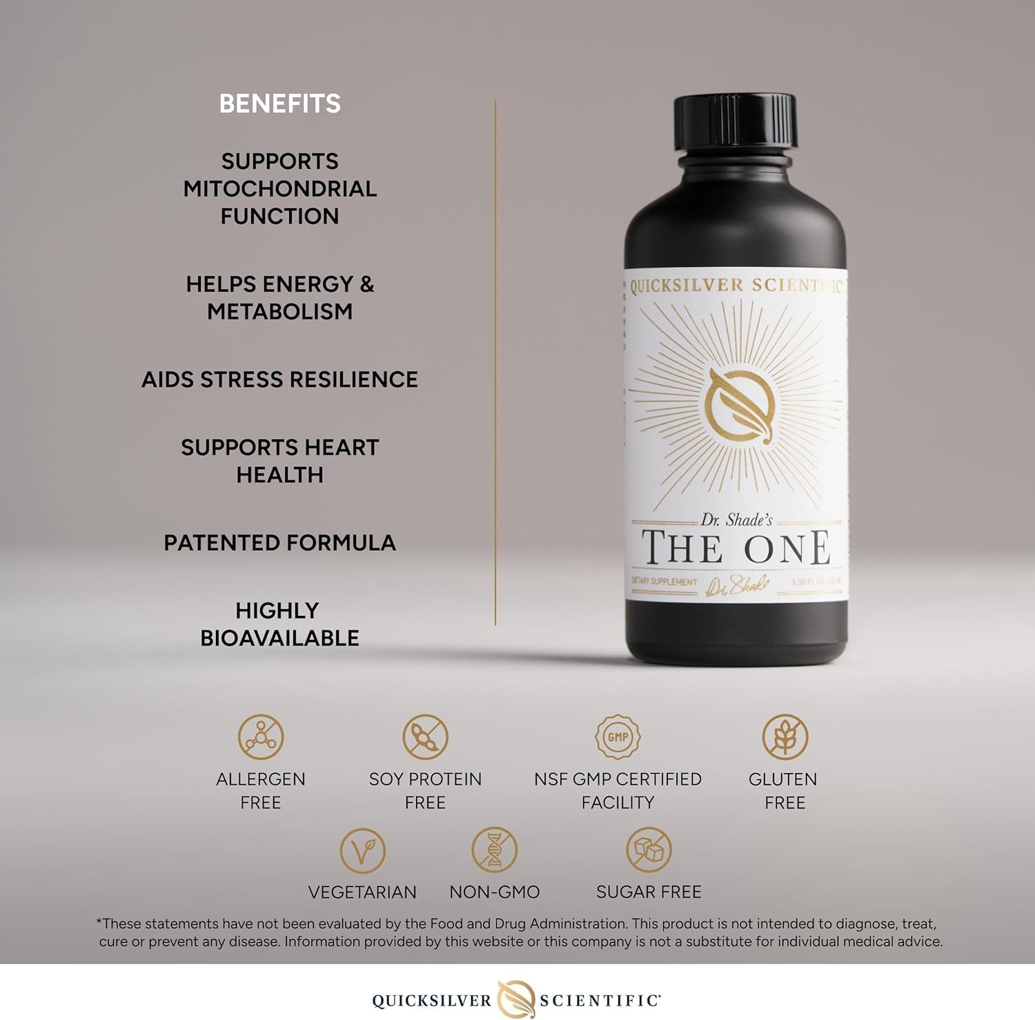 Quicksilver Scientific The ONE Mitochondrial Elixir - Mitochondria Supplement to Support Cellular Health with Phosphatidylcholine, Resveratrol, Reishi Mushroom & CoQ10 Liquid (3.38 Fl oz / 100ml) Quicksilver ScientificBuy Supplements Australia