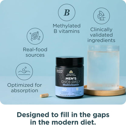 Ancient Nutrition Multivitamin for Men, Ancient Multi Men's Once Daily Vitamin Supplement 30 Ct, Vitamin A, Vitamin B and Vitamin K2, Fenugreek Seed Ancient NutritionBuy Supplements Australia