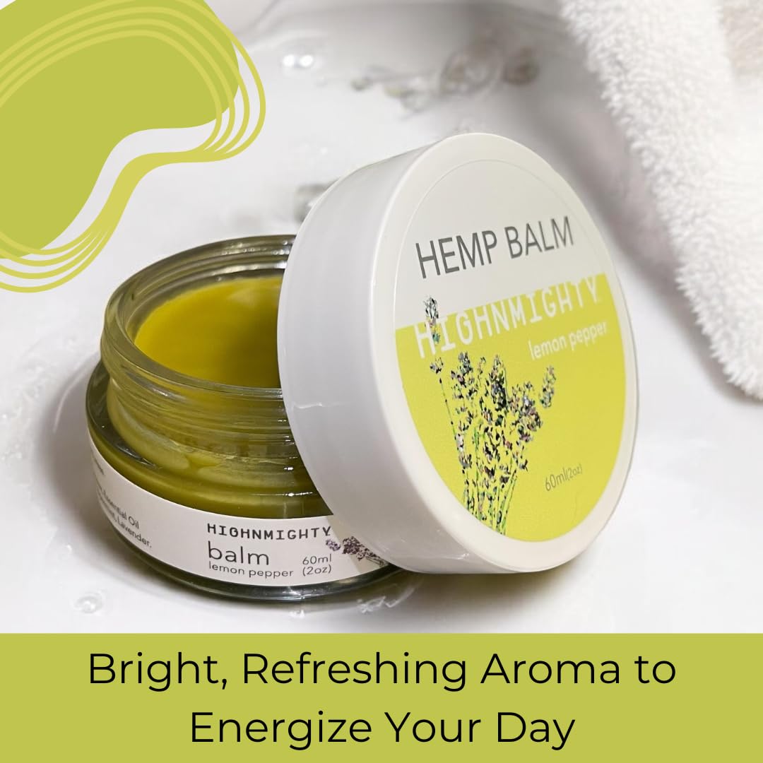 Highnmighty Maximum Strength Lemon Pepper Hemp Balm Salve | Daytime Relief, Relaxing, Natural, Fast-Acting Topical Cream for Muscle Joint Back Knee Shoulder Neck Elbow Hand Foot Relief, 60ml (2oz) HighnmightyBuy Supplements Australia