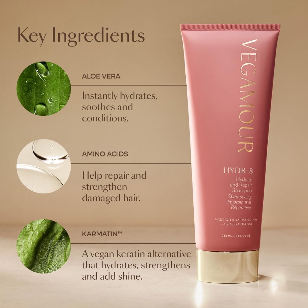 VEGAMOUR HYDR-8 Hydrate and Repair Shampoo and Conditioner Kit | Cleanses and Strengthens Dry, Damaged Hair with Amino Acids and Karmatin™ | Clean, Vegan, Cruelty-Free, Clinically Proven, Color Safe VEGAMOURBuy Supplements Australia
