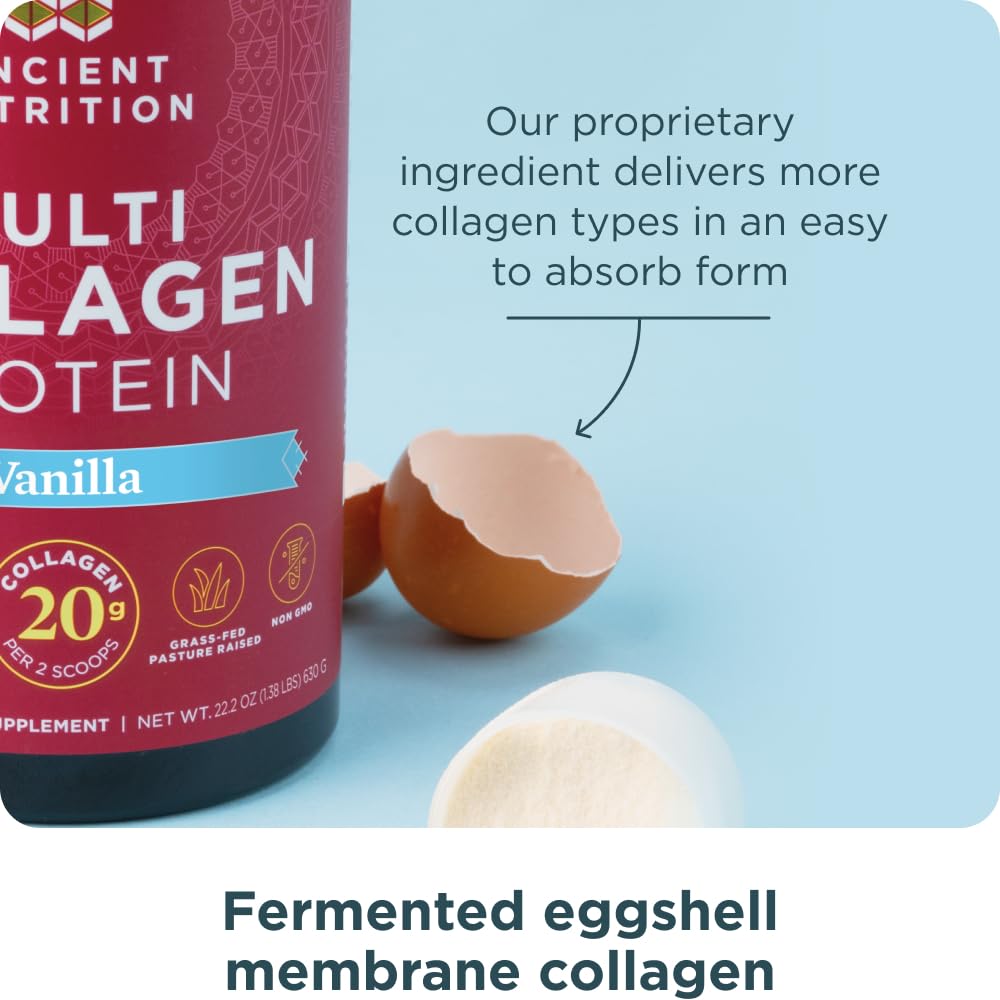 Ancient Nutrition Collagen Peptides Powder, Multi Collagen Protein, Women & Men, Vitamin C, Probiotics, Hydrolyzed Collagen, Supports Skin, Joints, Gut Health, Vanilla, 45 Servings Ancient Nutrition buy supplements Au