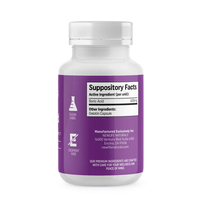 NewLife Naturals - Boric Acid Suppositories for Women pH Balance Pills - 600mg - Feminine Care - Vaginal Odor Itching Discharge BV | Made in USA | 30 Capsules NewLife NaturalsBuy Supplements Australia