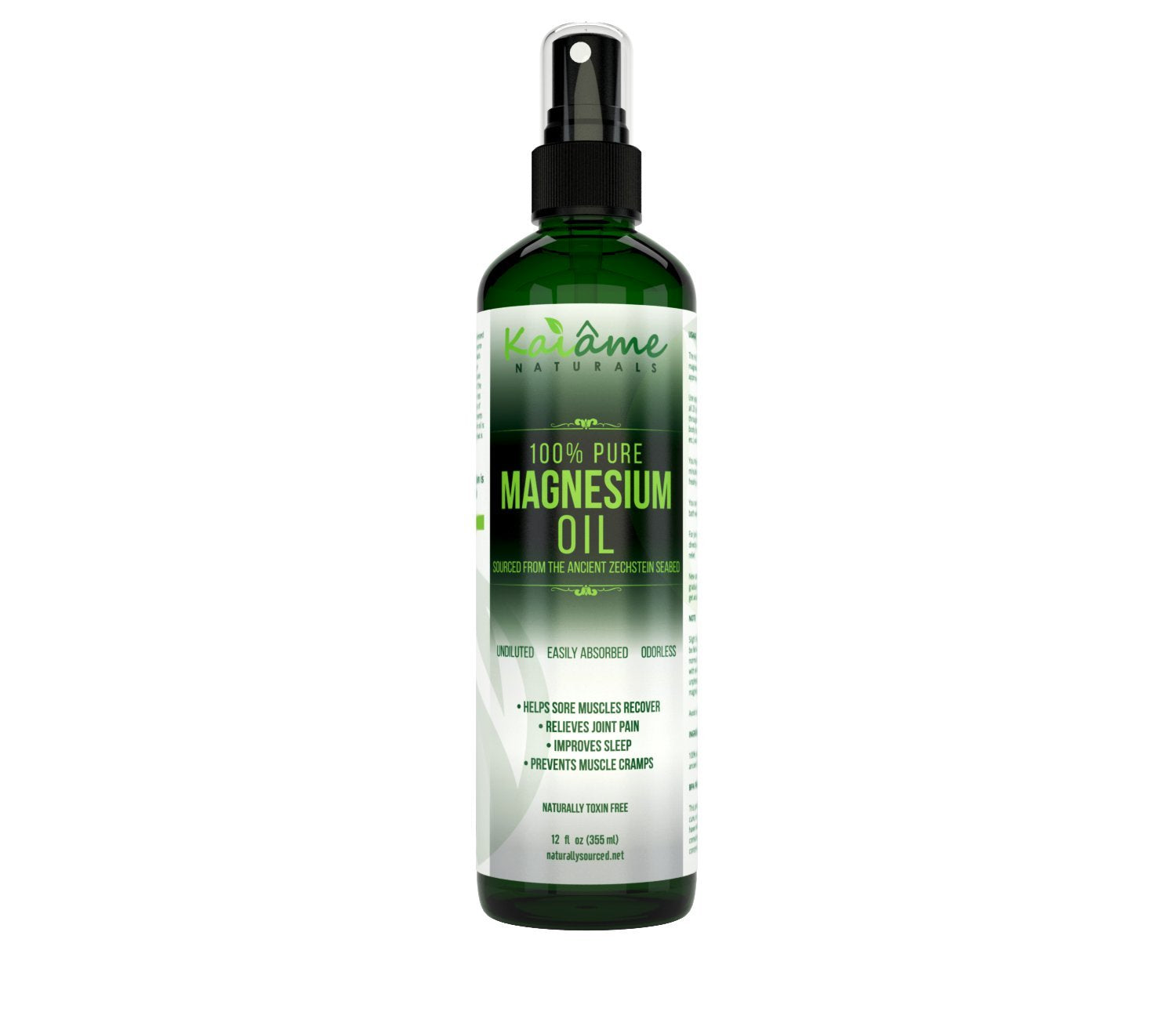 Kaiame Naturals Magnesium Oil Spray, Large 12 oz, Undiluted, Pure and Organic, Sourced from Ancient Zechstein Seabed Kaiame NaturalsBuy Supplements Australia