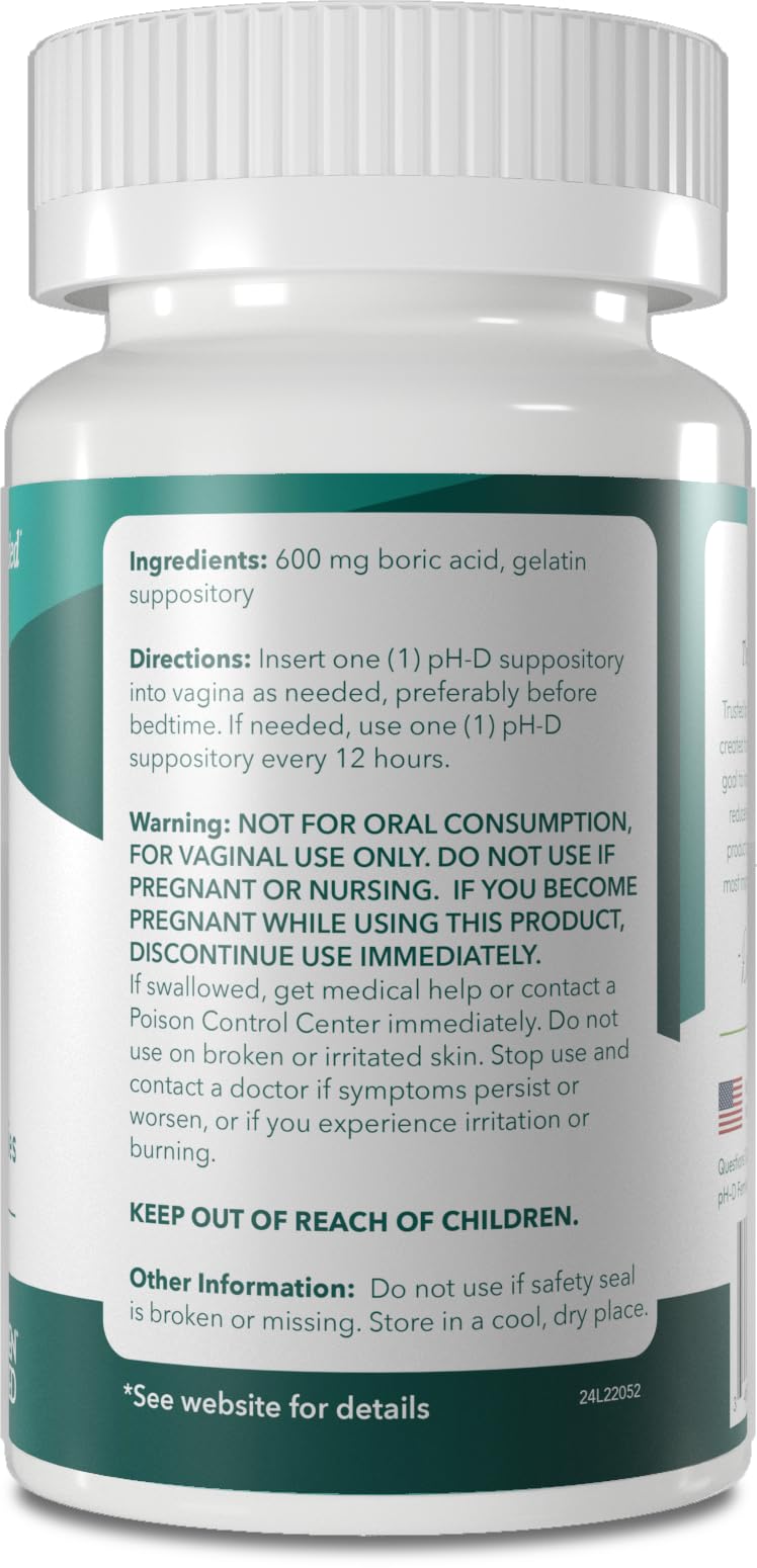 pH-D Feminine Health Support - 600 mg Boric Acid Suppositories - Woman Owned - for Vaginal Odor Use - 36 Count pH-D Feminine Health SupportBuy Supplements Australia