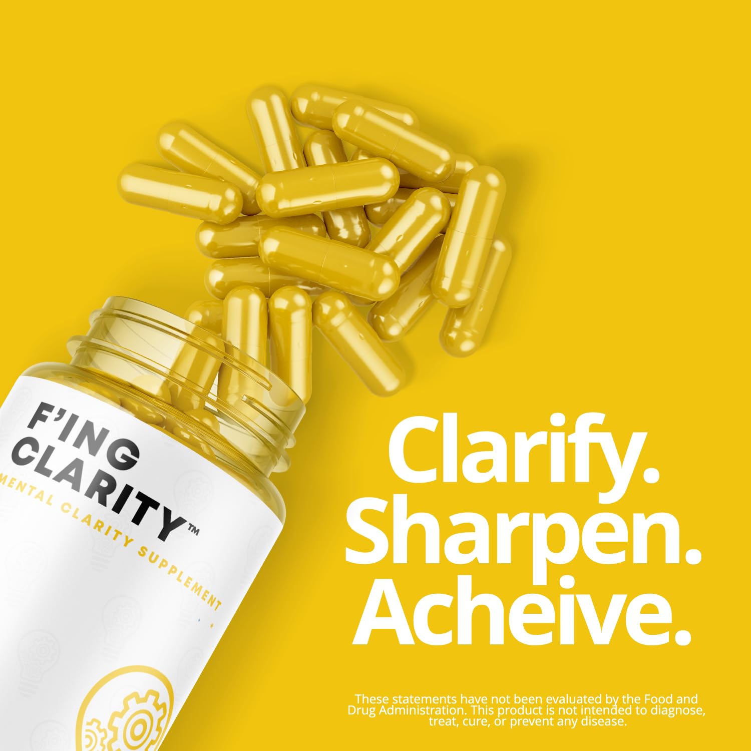 F'ing Clarity - Clarity, Memory + Brain Boosting Nootropic Supplement | Bacopa Extract, Phosphatidylserine 20%, Gingko Biloba Extract, Rhodiola Rosea Extract, DMAE Bitrartrate, B-12, Huperzine A F'ingBuy Supplements Australia