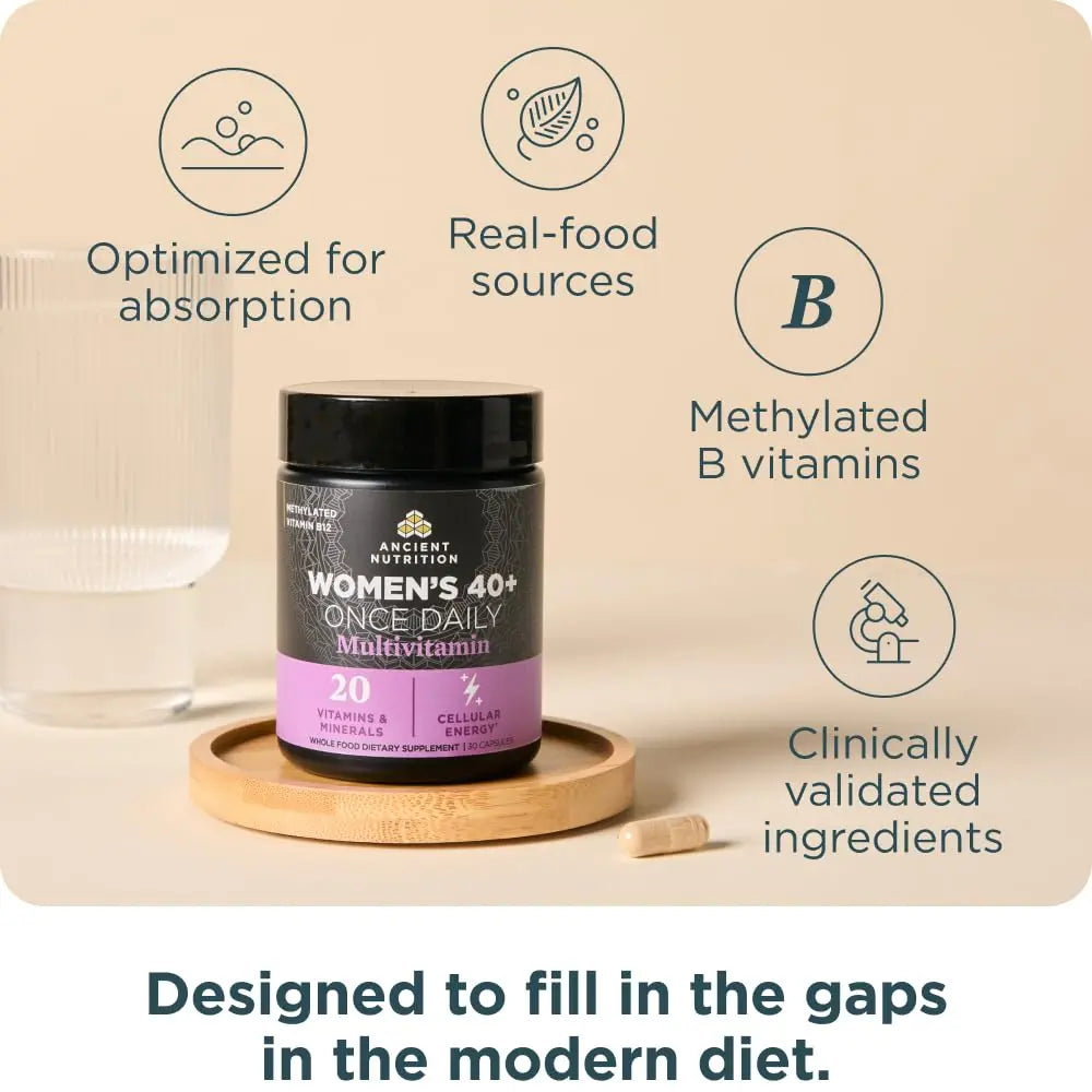 Ancient Nutrition Multivitamin for Women, Ancient Multi Women's 40+ Once Daily Vitamin Supplement, Vitamin B, Vitamin C and Vitamin K2 Ancient NutritionBuy Supplements Australia