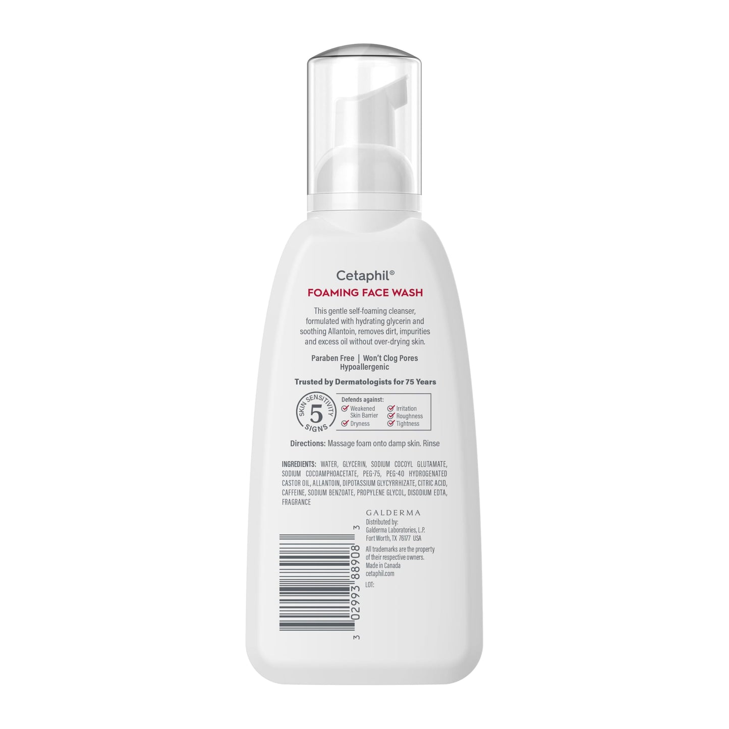 Cetaphil Redness Relieving Foaming Face Wash For Sensitive Skin, 8 Fl Oz, Gently Cleanses