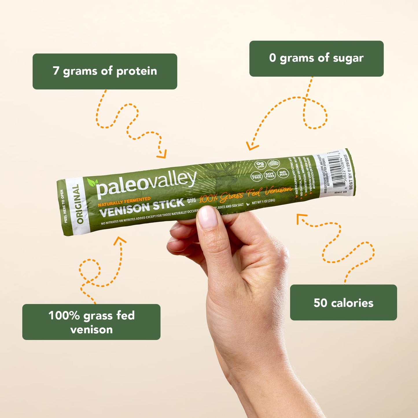 Paleovalley 100% Grass Fed Venison Sticks – 10 Pack – Keto-Friendly, High Protein, Low-Calorie Snack – Omega-3 Rich, Gluten-Free, Nitrate-Free, Naturally Flavored – Healthy On-the-Go Meat Snack PaleovalleyBuy Supplements Australia