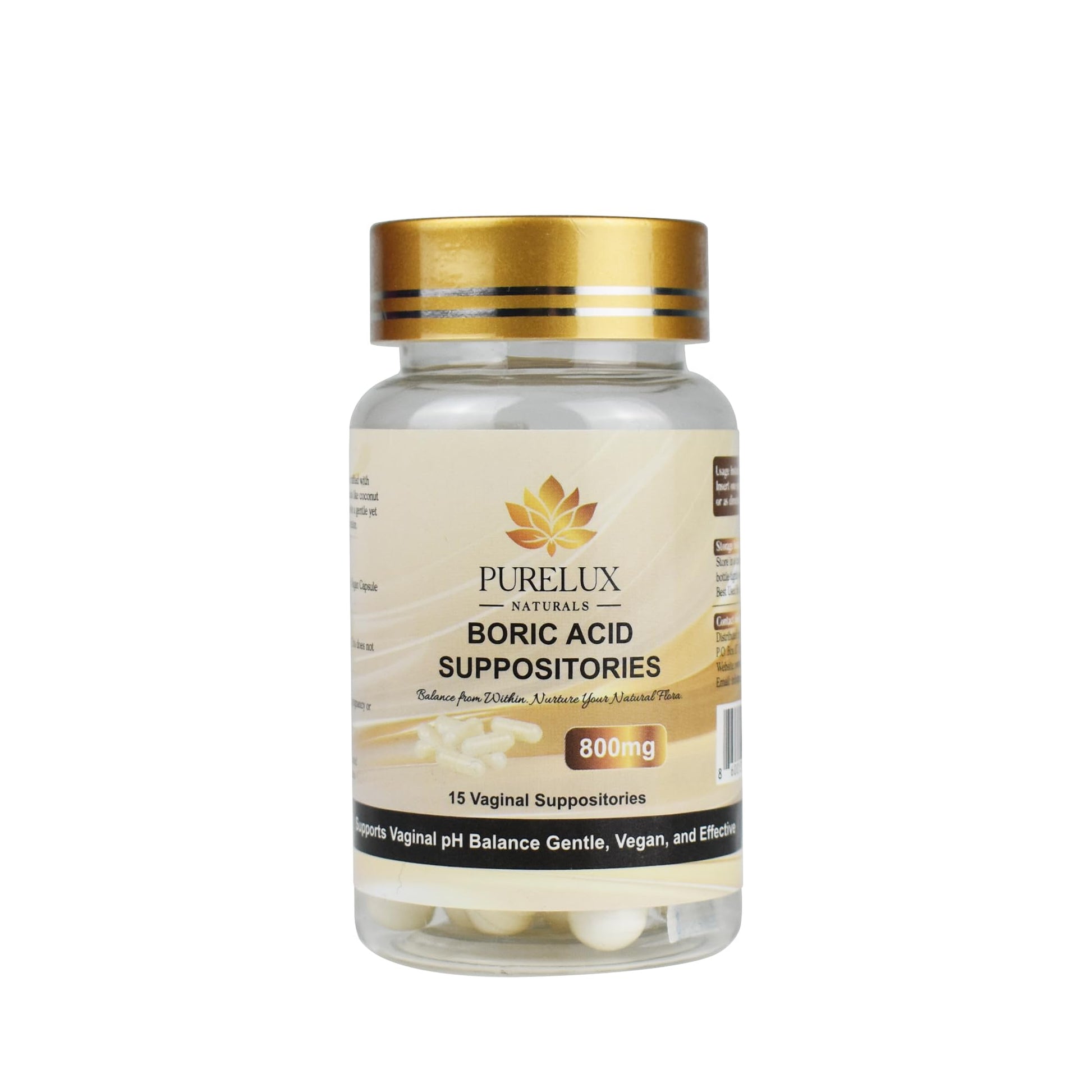 PureLux Boric Acid Feminine Wellness Support 800mg Size 000 30 Count Fragrance-Free Personal Care Formula PureLux NaturalsBuy Supplements Australia