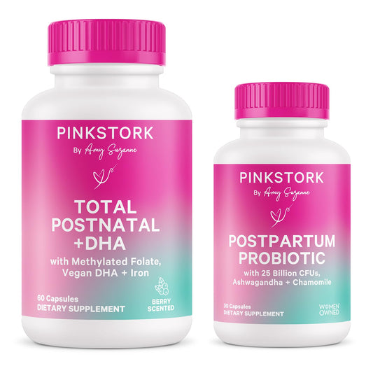 Pink Stork Postnatal Multivitamin + Probiotics with Vegan DHA, Ashwagandha, Iron, Folate, B12 - Supports Hormone Balance, Postpartum Recovery, Gut Health, & Digestion - Pack of 2 Pink StorkBuy Supplements Australia