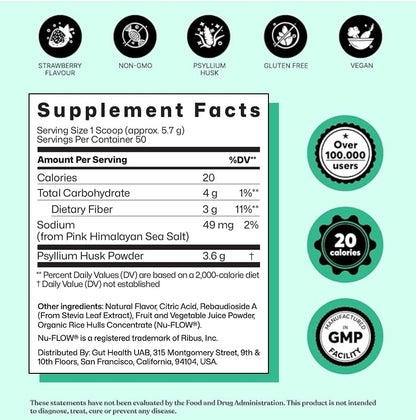 ColonBroom Psyllium Husk Powder (Strawberry) - Colon Cleanse for Bloating Relief & Gut Health - Colon Broom Fiber Powder Drink - Vegan, Gluten Free, Non-GMO Fiber Powder Supplement, 50 Servings ColonBroomBuy Supplements Australia